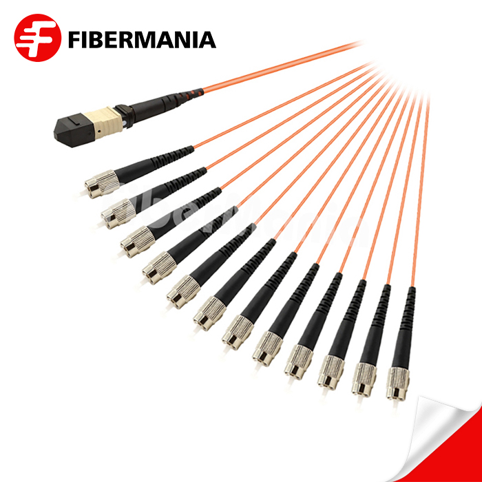 MTP Female to 12 FC Simplex Fanout Cable 12 Fibers OM1 62.5/125 1M