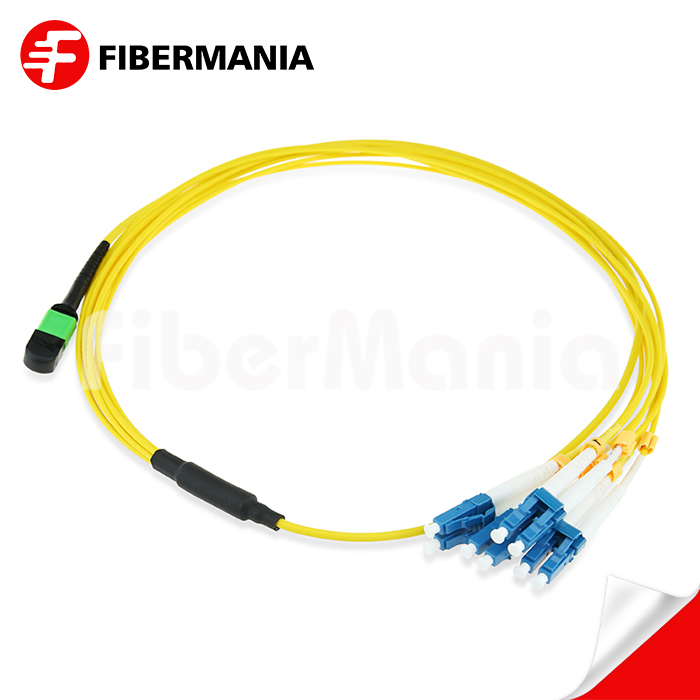 MTP/APC Male to 4 LC Duplex Breakout Cable 8 Fibers Single Mode 9/125 3M