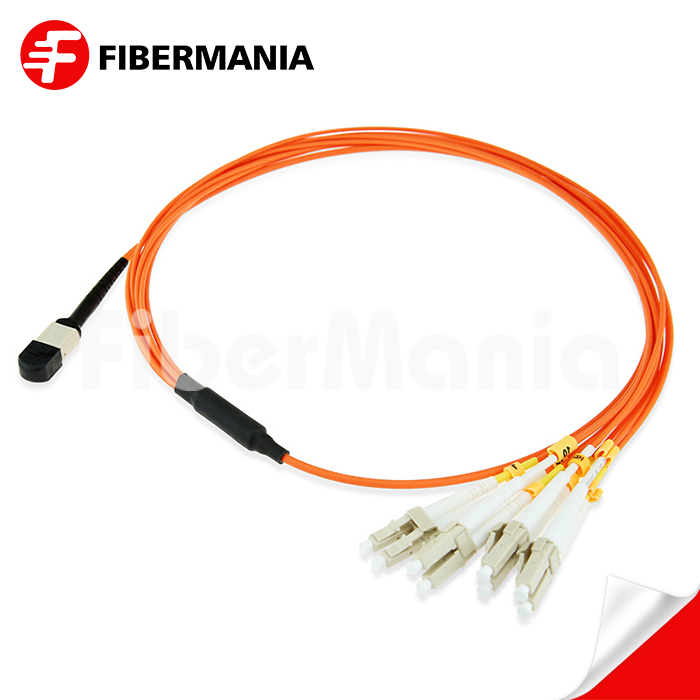 MTP Male to 4 LC Duplex Breakout Cable 8 Fibers OM1 62.5/125 3M