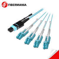 8 Fiber MTP Male to LC Uniboot Fanout Cable With Pull Tabs OM3 50/125 Multimode 1M