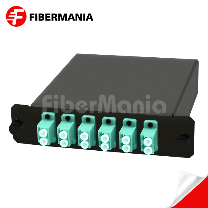 12 Fiber MTP Male to LC Duplex Multimode OM3 Cassette 6 Ports Fully Loaded