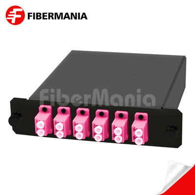 12 Fiber MTP Male to LC Duplex Multimode OM4 Cassette 6 Ports Fully Loaded