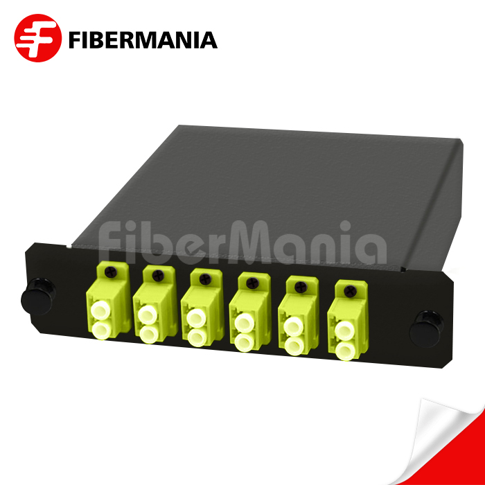 12 Fiber MTP Male to LC Duplex Multimode OM5 Cassette 6 Ports Fully Loaded
