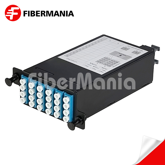 24 Fiber MTP Male to LC Quad Single Mode OS2 High Density Module 6 Ports Fully Loaded