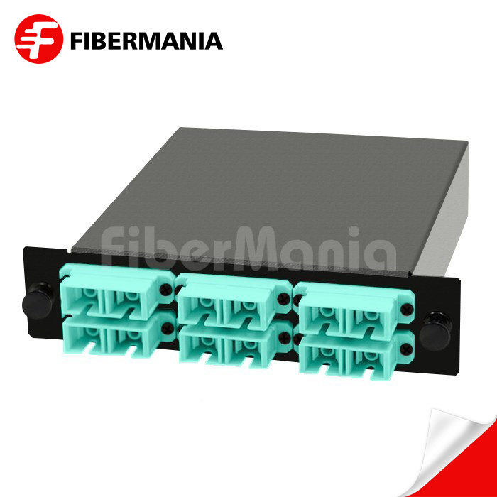 12 Fiber MTP Male to SC Duplex Multimode OM3 Cassette 6 Ports Fully Loaded
