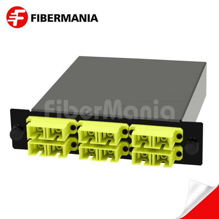 12 Fiber MTP Male to SC Duplex Multimode OM5 Cassette 6 Ports Fully Loaded