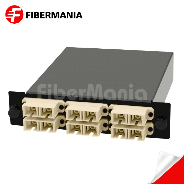 12 Fiber MTP Male to SC Duplex Multimode Cassette 6 Ports Fully Loaded
