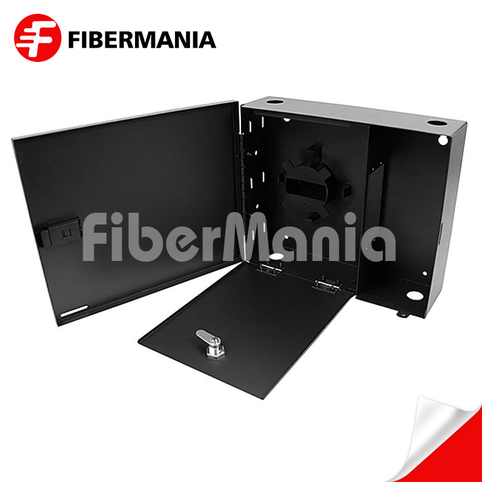 Wall Mount Fiber Enclosure Holds 2 LGX Adapter Panels With Single Door Black