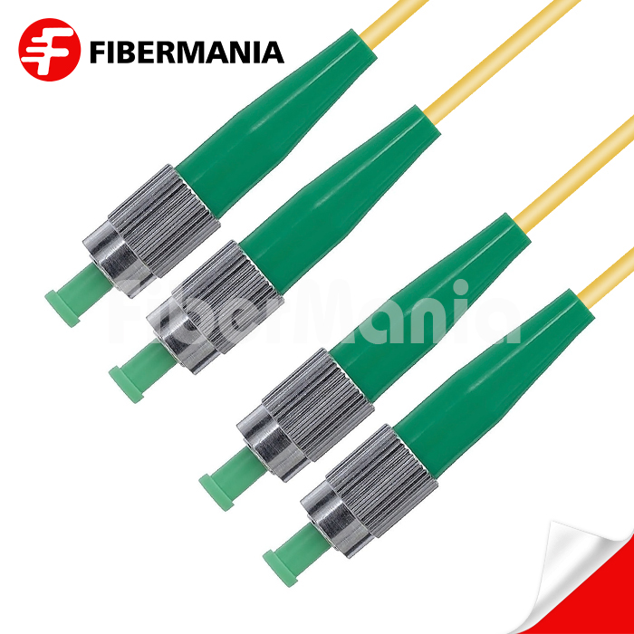 1M FC/APC-FC/APC Duplex 9/125 OS2 Single Mode OFNR Fiber Optic Patch Cable 3.0mm – Yellow