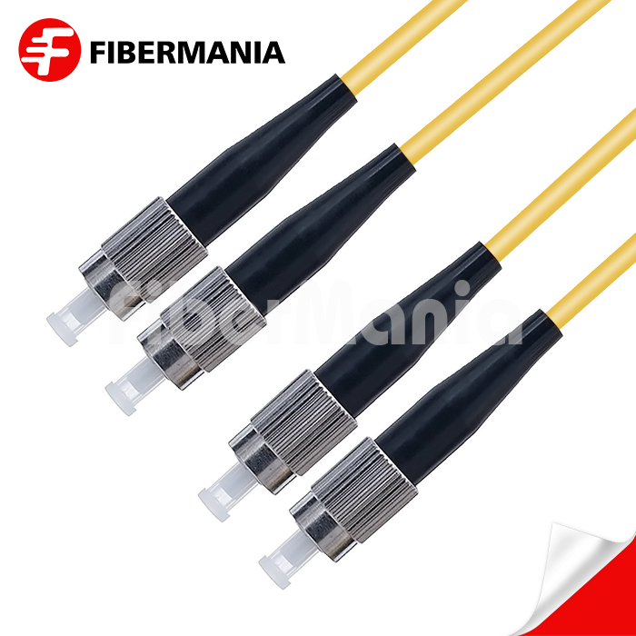1M FC/UPC-FC/UPC Duplex 9/125 OS2 Single Mode OFNR Fiber Optic Patch Cable 3.0mm – Yellow