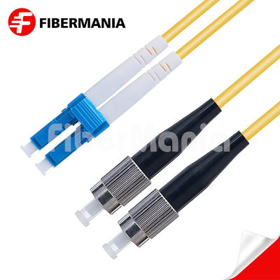 1M FC/UPC-LC/UPC Duplex 9/125 OS2 Single Mode OFNR Fiber Optic Patch Cable 3.0mm – Yellow