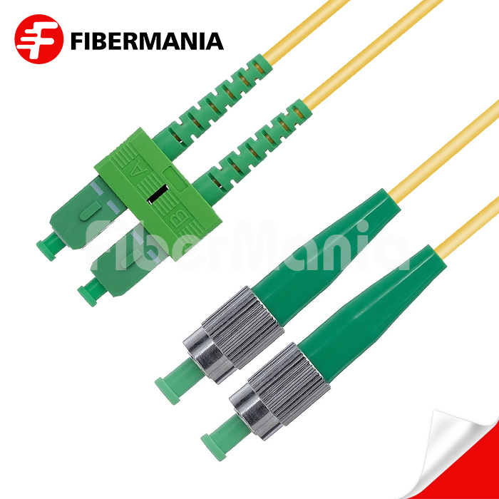 1M SC/APC-FC/APC Duplex 9/125 OS2 Single Mode OFNR Fiber Optic Patch Cable 3.0mm – Yellow