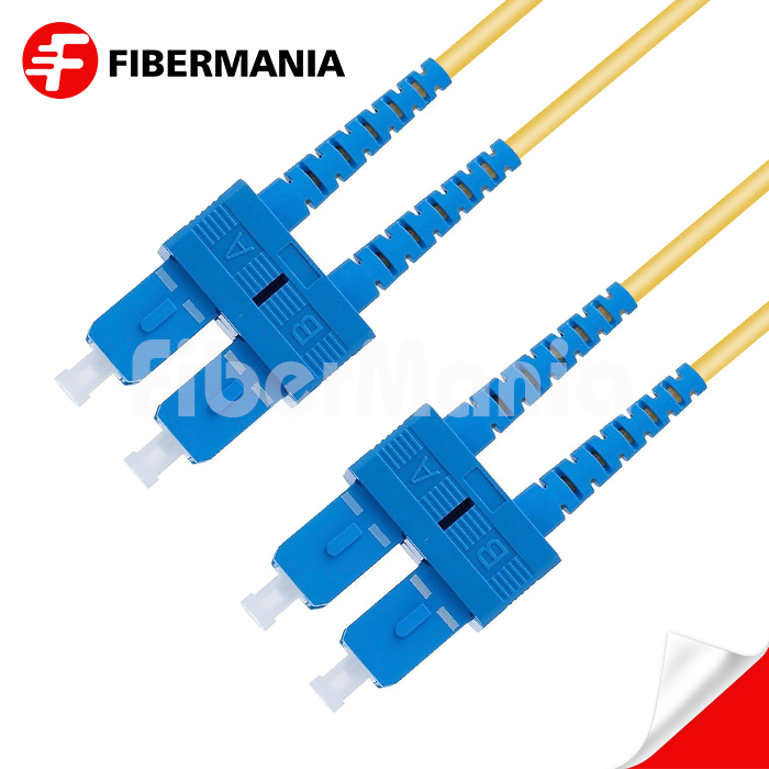 1M SC/APC-SC/APC Duplex 9/125 OS2 Single Mode OFNR Fiber Optic Patch Cable 3.0mm – Yellow