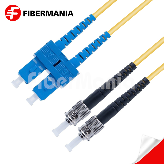 1M ST/UPC-SC/UPC Duplex 9/125 OS2 Single Mode OFNR Fiber Optic Patch Cable 3.0mm – Yellow
