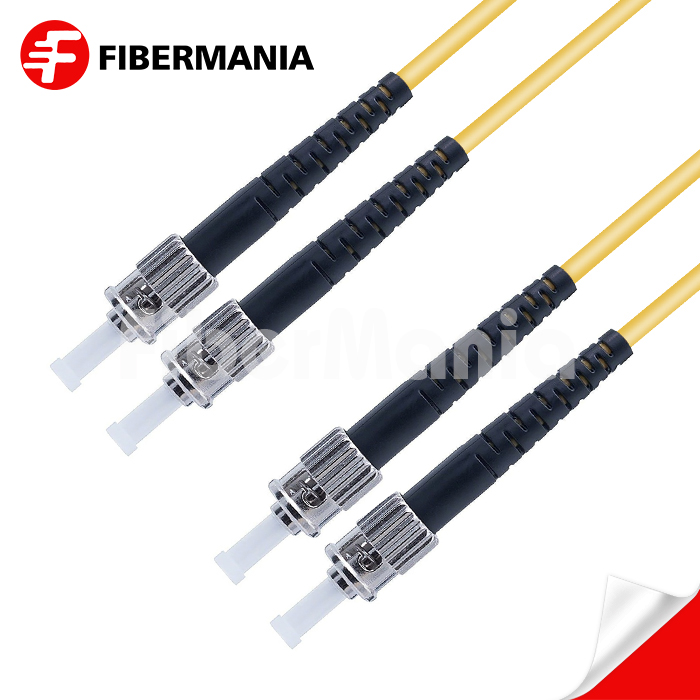 1M ST/UPC-ST/UPC Duplex 9/125 OS2 Single Mode OFNR Fiber Optic Patch Cable 3.0mm – Yellow