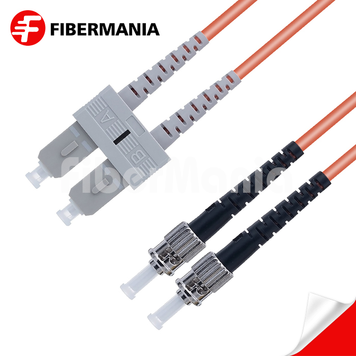 1M SC/UPC-ST/UPC Duplex 62.5/125 OM1 Multimode OFNR Fiber Optic Patch Cable 3.0mm – Orange