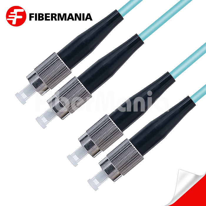 1M FC/UPC-FC/UPC Duplex 10G OM3 50/125 Multimode OFNR Fiber Optic Patch Cable 3.0mm – Aqua