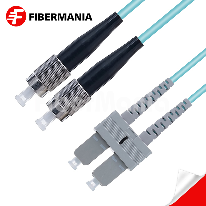 1M FC/UPC-SC/UPC Duplex 10G OM3 50/125 Multimode OFNR Fiber Optic Patch Cable 3.0mm – Aqua