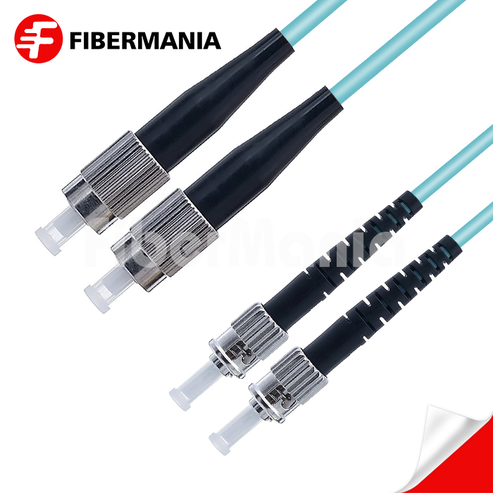 1M FC/UPC-ST/UPC Duplex 10G OM3 50/125 Multimode OFNR Fiber Optic Patch Cable 3.0mm – Aqua