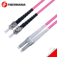 1M LC/UPC-ST/UPC Duplex 40G/100G OM4 50/125 Multimode OFNR Fiber Optic Patch Cable 3.0mm – Magenta