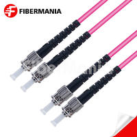 1M ST/UPC-ST/UPC Duplex 40G/100G OM4 50/125 Multimode OFNR Fiber Optic Patch Cable 3.0mm – Magenta