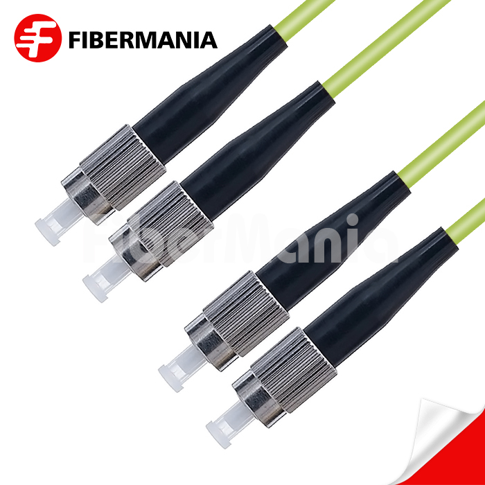 1M FC/UPC-FC/UPC Duplex 100G OM5 50/125 Multimode OFNR Fiber Optic Patch Cable 3.0mm – Lime