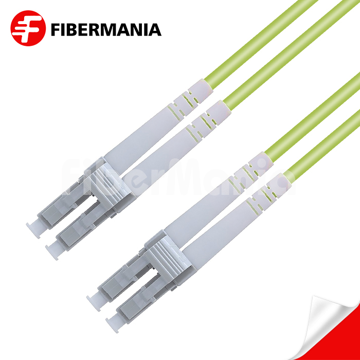 1M LC/UPC-LC/UPC Duplex 100G OM5 50/125 Multimode OFNR Fiber Optic Patch Cable 3.0mm – Lime