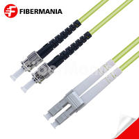 1M LC/UPC-ST/UPC Duplex 100G OM5 50/125 Multimode OFNR Fiber Optic Patch Cable 3.0mm – Lime