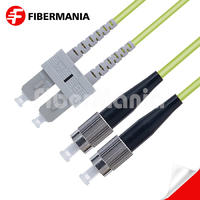 1M SC/UPC-FC/UPC Duplex 100G OM5 50/125 Multimode OFNR Fiber Optic Patch Cable 3.0mm – Lime
