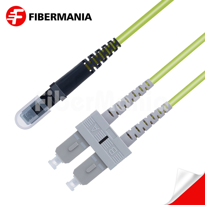 1M MTRJ/PC-SC/UPC Duplex 100G OM5 50/125 Multimode OFNR Fiber Optic Patch Cable 3.0mm – Lime
