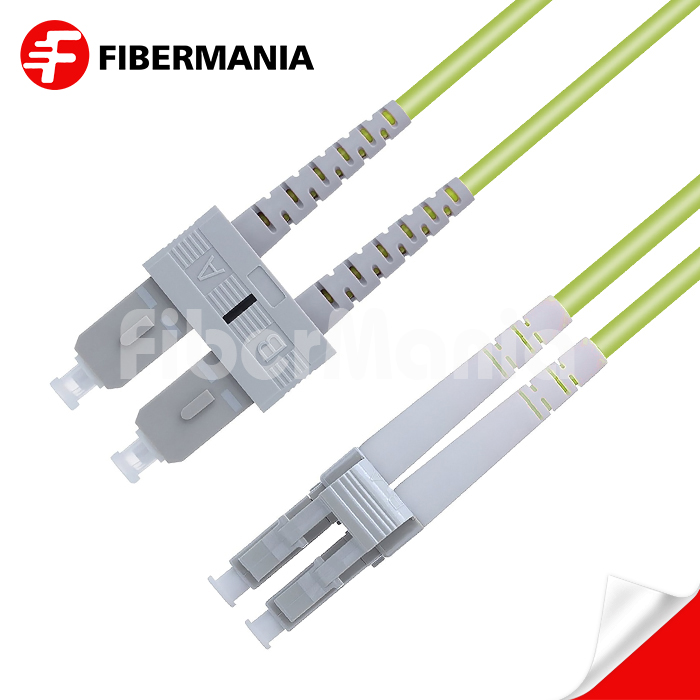 1M LC/UPC-SC/UPC Duplex 100G OM5 50/125 Multimode OFNR Fiber Optic Patch Cable 3.0mm – Lime