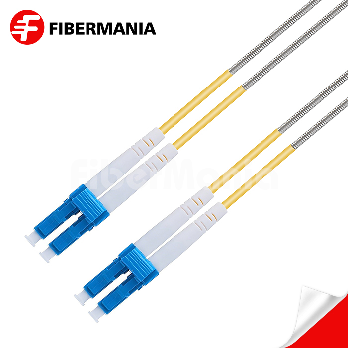 1M LC/UPC-LC/UPC Duplex 9/125 OS2 Single Mode OFNR Armored Patch Cable 3.0mm – Yellow