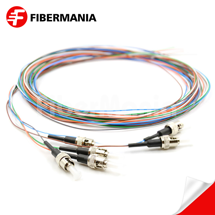 6 Fibers ST/UPC 9/125 Single Mode Color-Coded Fiber Optic Pigtail – Unjacketed