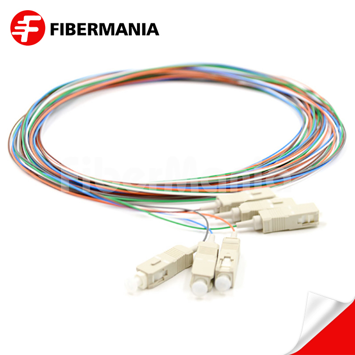 6 Fibers SC/UPC 62.5/125 Multimode Color-Coded Fiber Optic Pigtail – Unjacketed