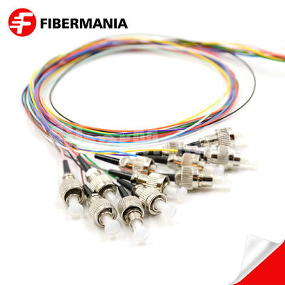12 Fibers FC/UPC 62.5/125 Multimode Color-Coded Fiber Optic Pigtail – Unjacketed