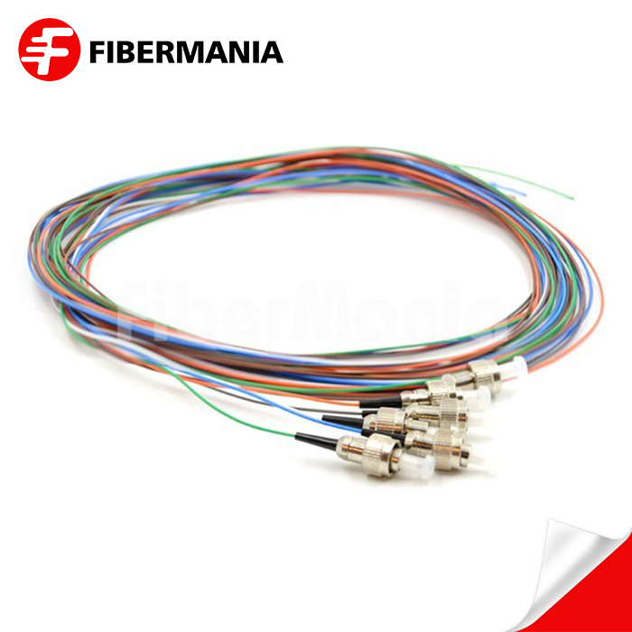 6 Fibers FC/UPC 62.5/125 Multimode Color-Coded Fiber Optic Pigtail – Unjacketed