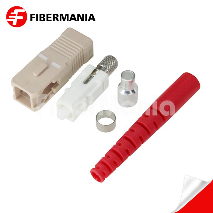 SC Simplex Connector, Multimode, Beige Housing, 2.0mm Red Boot