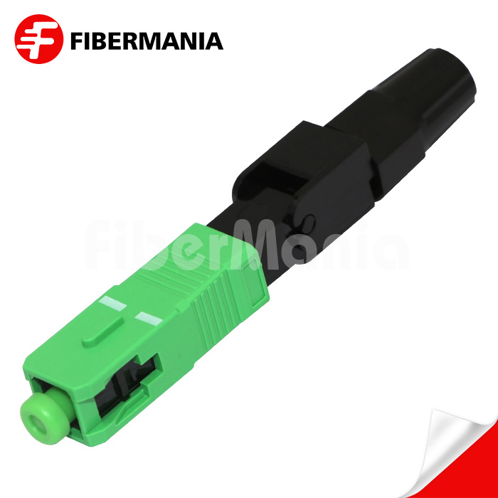 SC/APC Quick Assembly Connector, Single Mode 9/125, Green, For 0.9mm, 2.0mm, 3.0mm Cable
