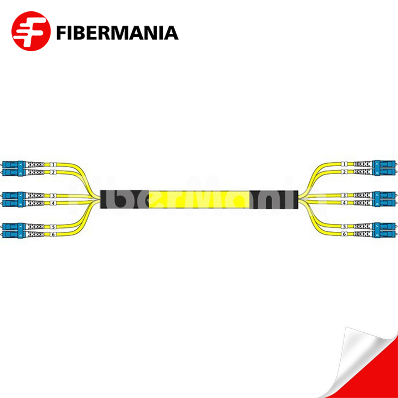 5M LC/UPC-LC/UPC 6 Strand Single Mode 9/125 OS2 OFNR Breakout Cable 2.0mm – Yellow