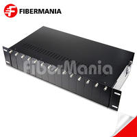2U 14 Slots Rack Mount Media Converter Chassis For Unmanaged Media Converters, Dual Power Supply