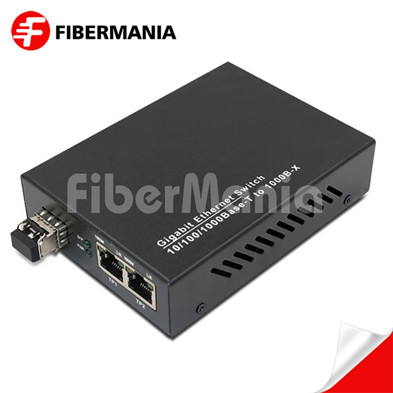 10/100/1000M Ethernet SFP Media Converter with 1 GE SFP Slot & 2 RJ45 Ports