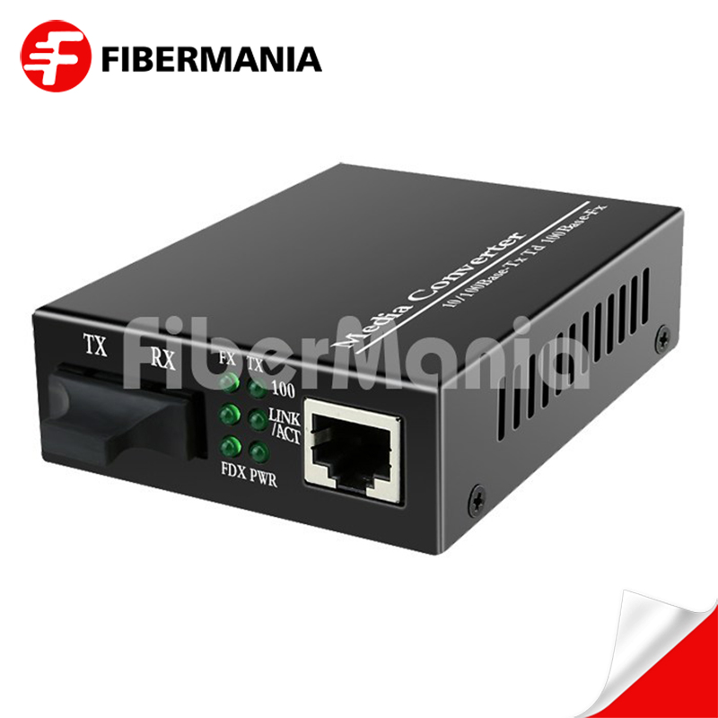 Fiber Media Converter, 10/100M 1310nm Dual Fiber MM 2KM, SC Interface, External Power Supply
