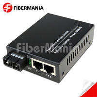 Fiber Media Converter, 10/100M 1310nm Dual Fiber MM 2KM, SC Interface, 1 FX port & 2 RJ45 ports