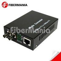 Fiber Media Converter, 10/100M 1310nm Dual Fiber MM 2KM, ST Interface, External Power Supply